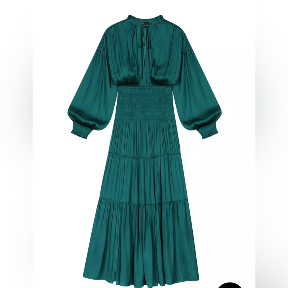 excellent condition Maje maxi hunter green dress.